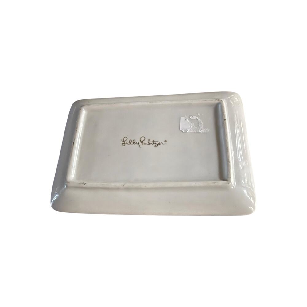 Lilly Pulitzer Rectangular Glass Catchall Tray – Tropical Print - Picture 2 of 2